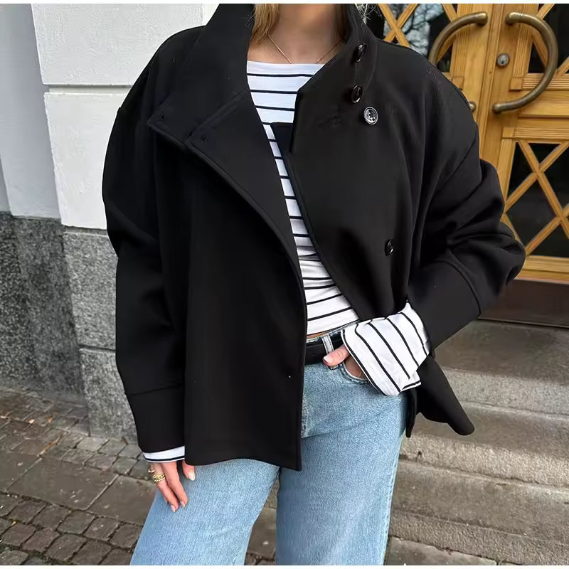Chic Veste Courte Boutonnée pour Femmes