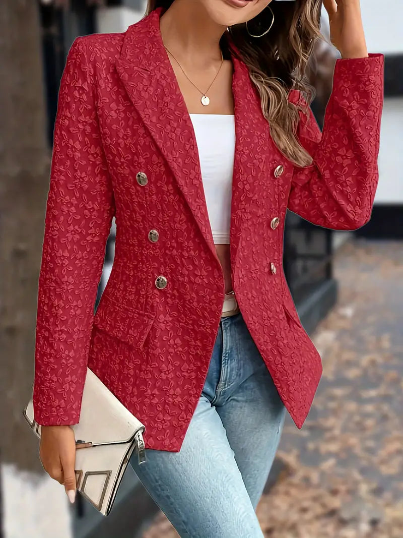 Veste blazer unie avec poches pour femmes