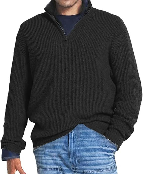 Pull Long à Col Montant Zippé pour Hommes