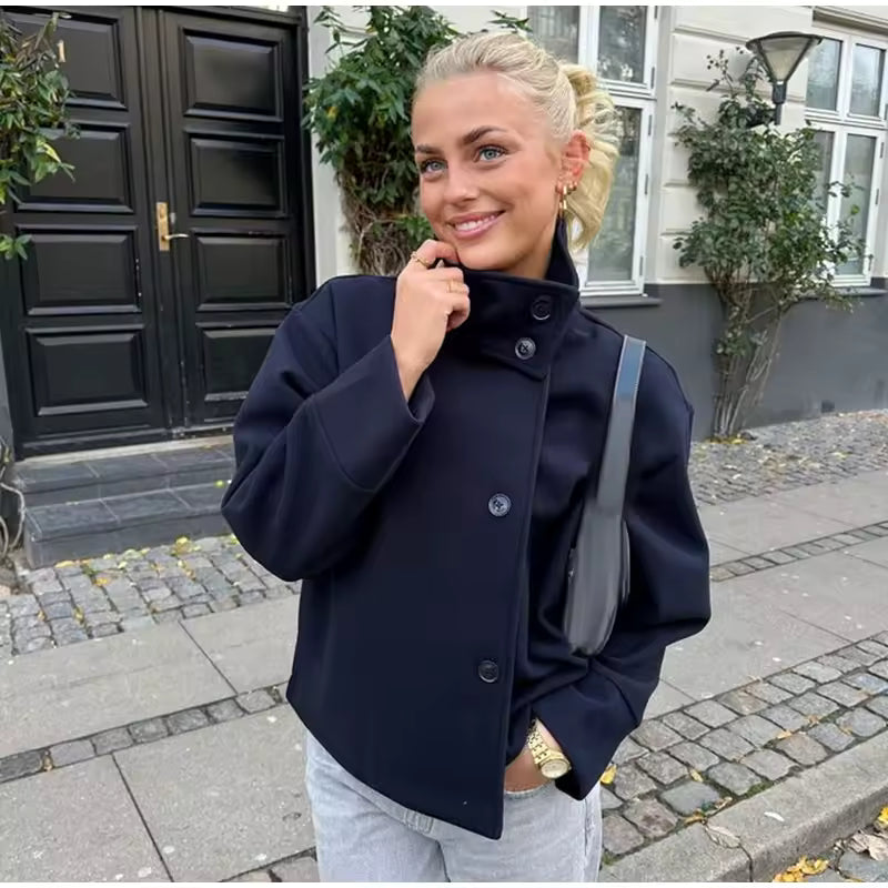 Chic Veste Courte Boutonnée pour Femmes