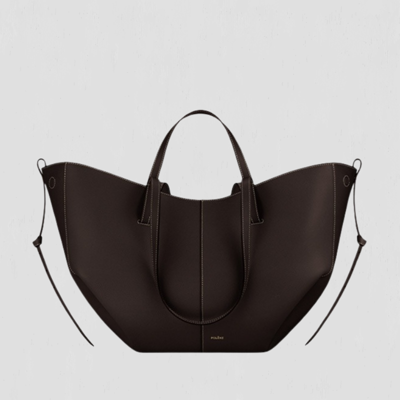 Sac Fourre-Tout Sculpté avec Côtés Plissés en Cuir pour Femmes
