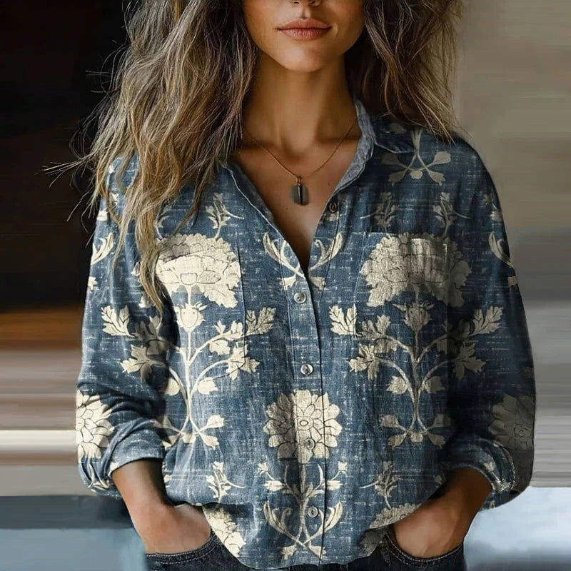 Chemise à manches longues avec col classique et motif à effet progressif