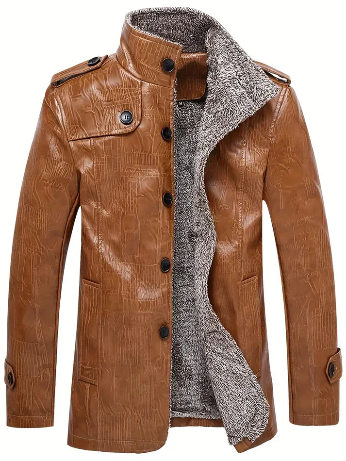 Veste en cuir avec doublure en polaire pour hommes