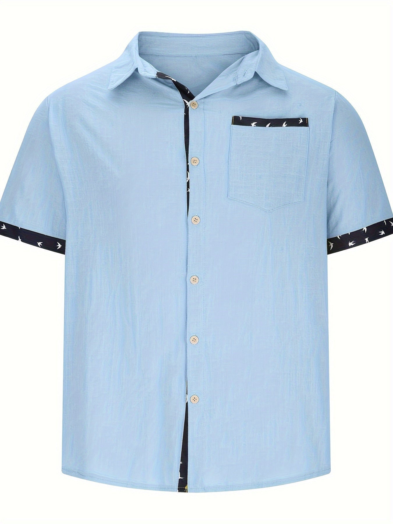 Chemise pour homme à manches courtes avec col à revers et poche poitrine