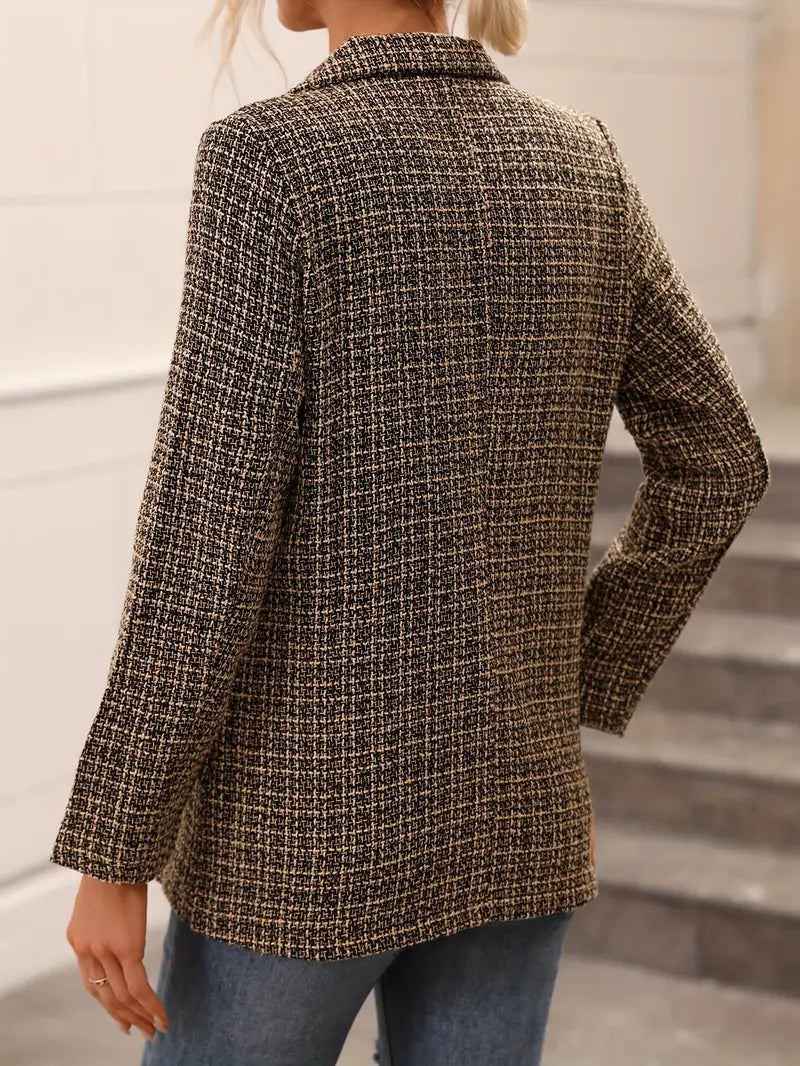 Blazer à carreaux élégant à manches longues pour femmes