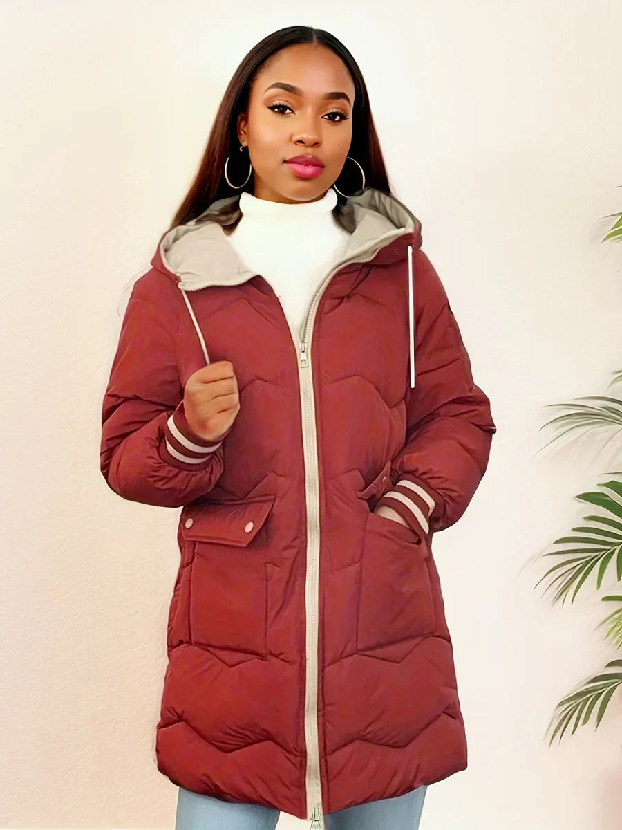 Manteau stylé avec capuche et zip pour femmes