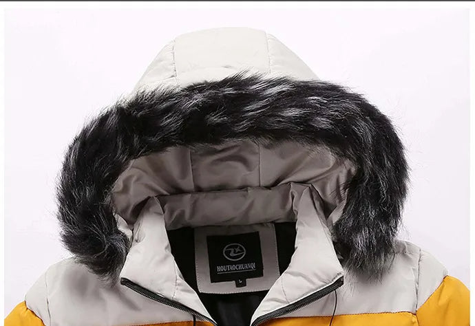 Veste d'hiver thermique avec capuche en fausse fourrure pour hommes