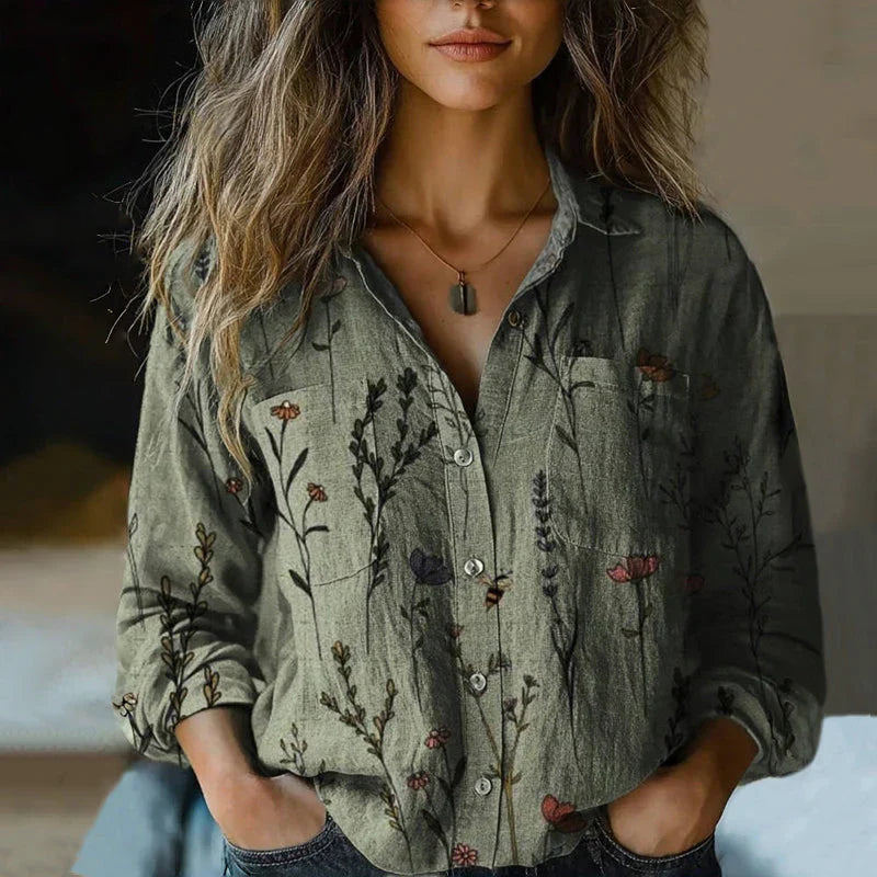 Chemise à manches longues avec col classique et motif à effet progressif