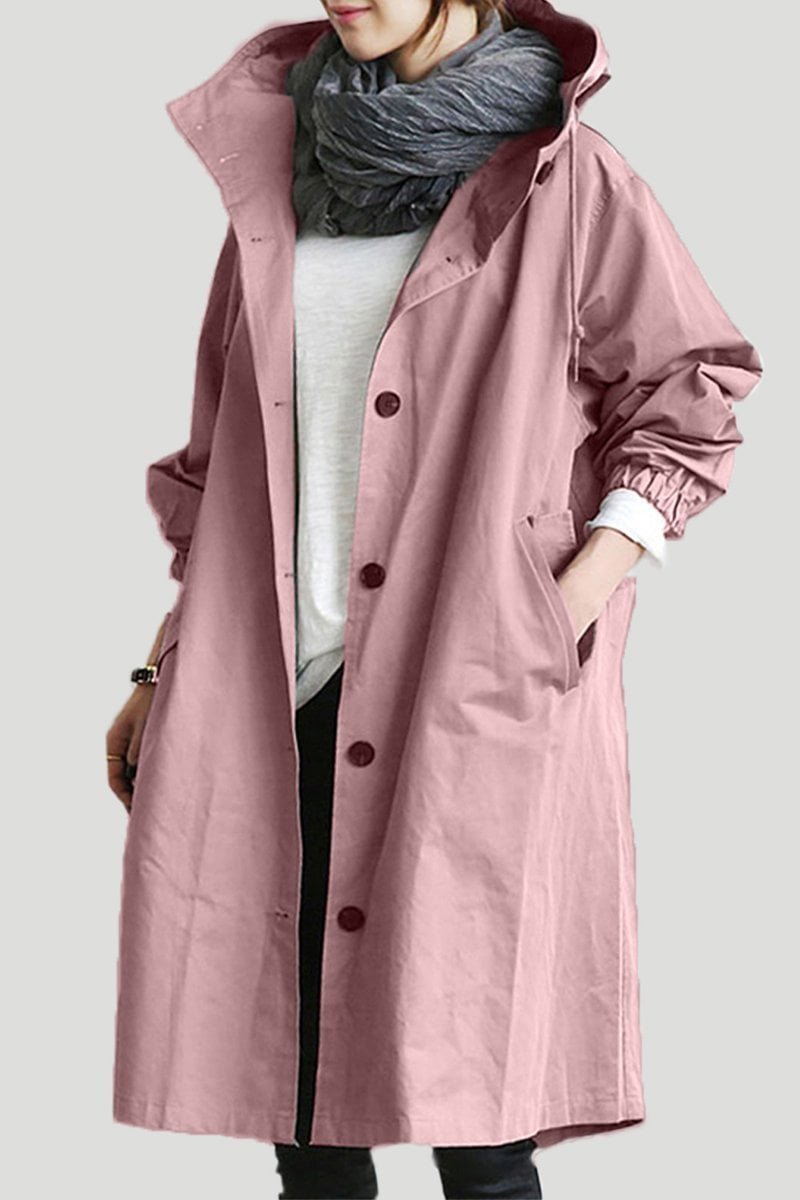 Manteau trench imperméable avec capuche pour femmes