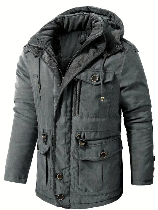 Veste d'hiver épaisse avec capuche pour hommes