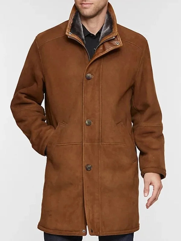 Veste d'hiver longue en peluche imperméable pour hommes