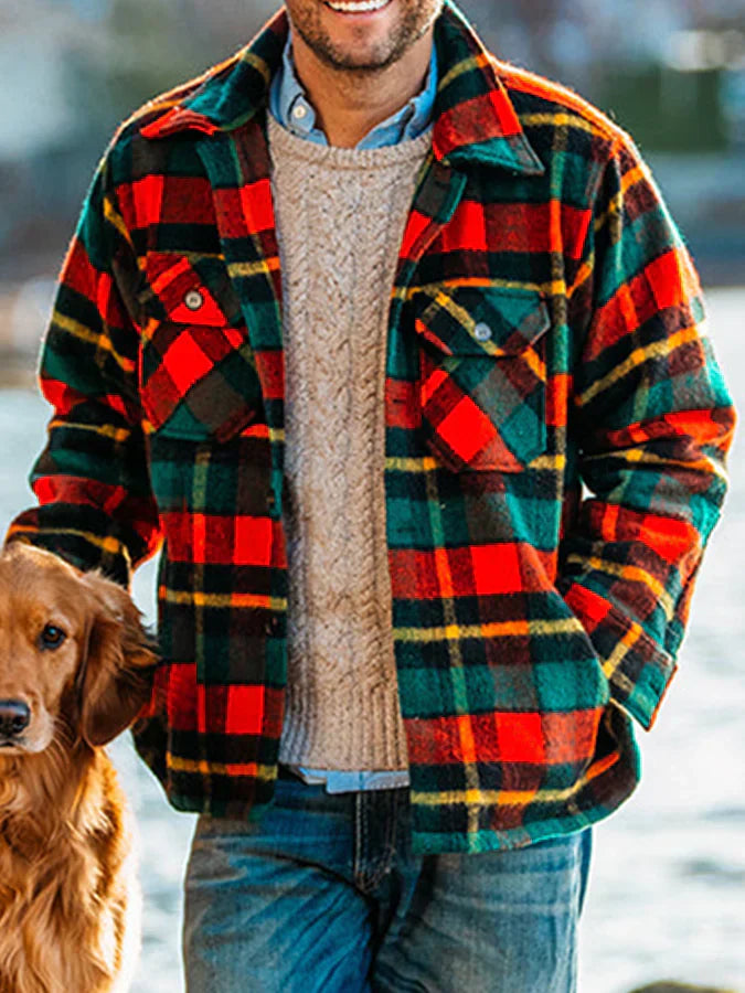 Veste d'hiver à carreaux multicolores pour hommes