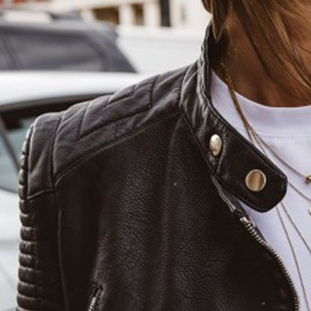 Chic Veste Courte en Similicuir pour Femmes