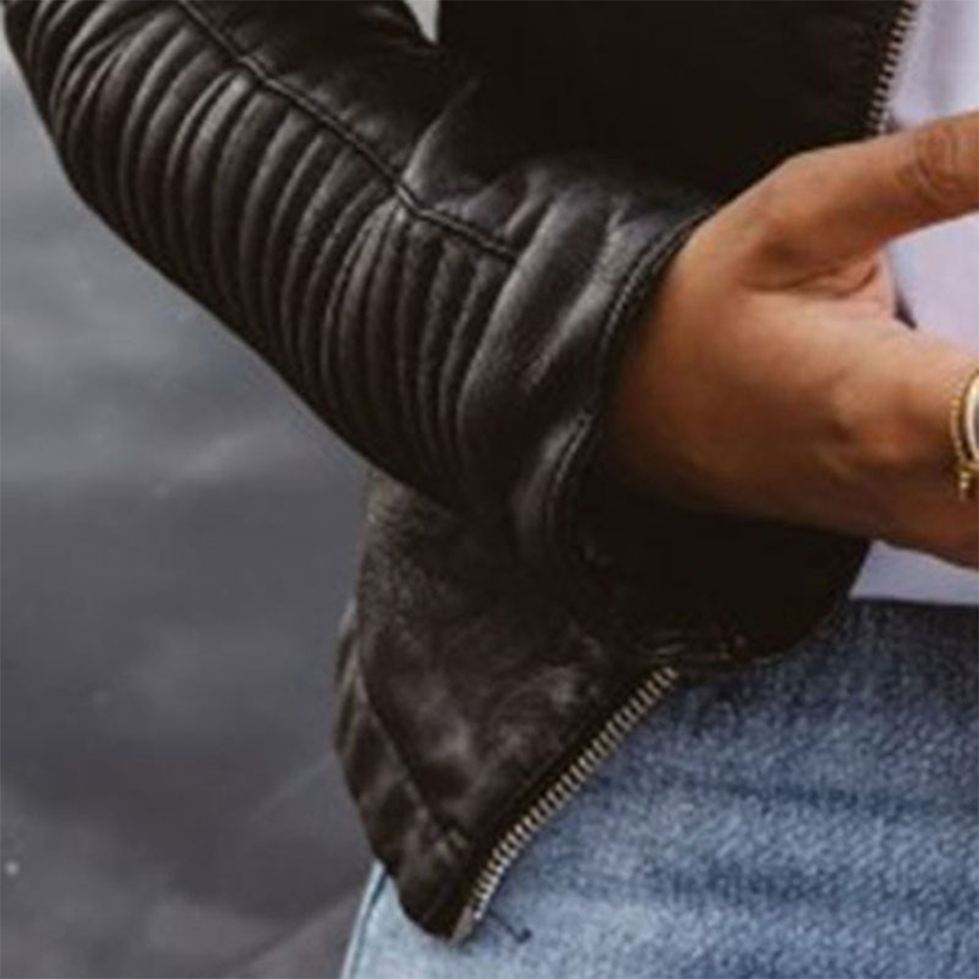 Chic Veste Courte en Similicuir pour Femmes
