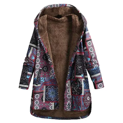 Élégante Veste à Capuche Imprimée pour Femmes