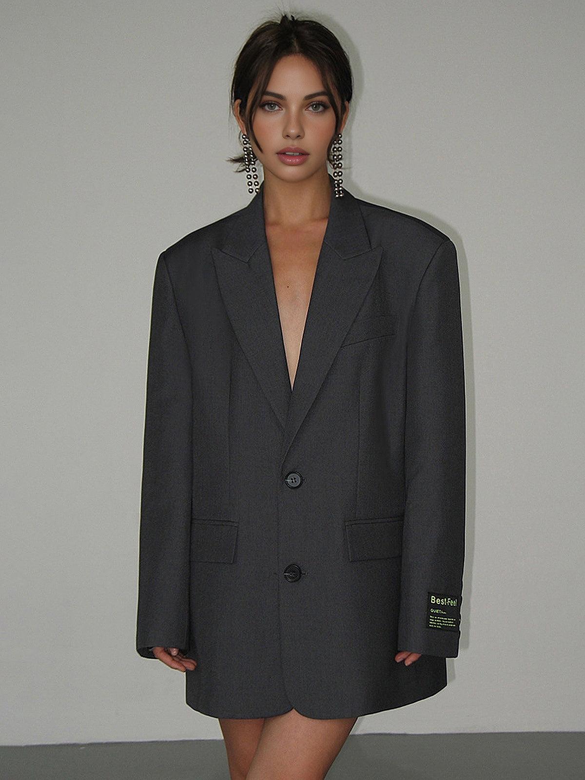 Blazer oversize à double boutonnage et col à revers