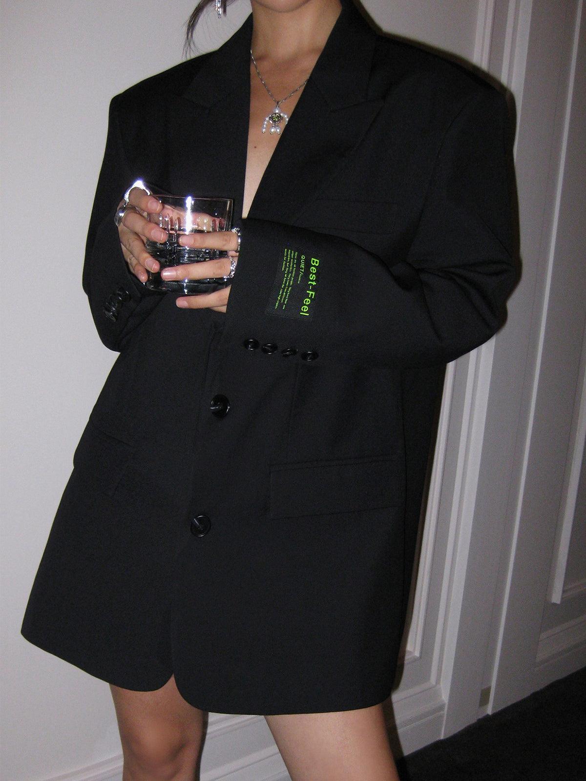 Blazer oversize à double boutonnage et col à revers