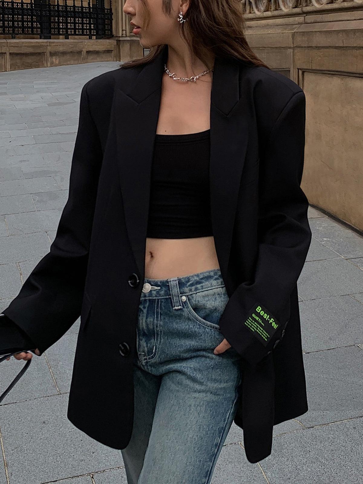 Blazer oversize à double boutonnage et col à revers