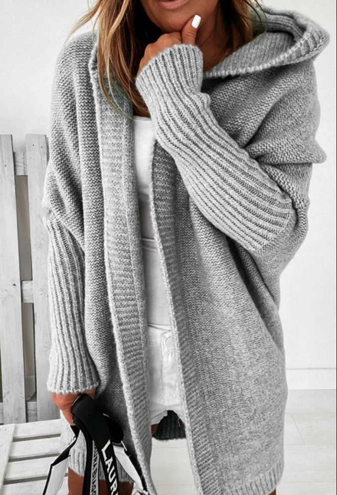 Cardigan long élégant avec capuche pour femmes