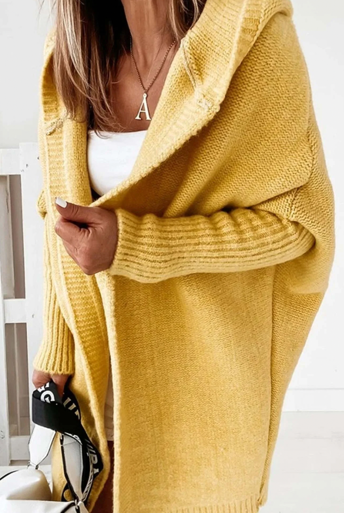 Cardigan long élégant avec capuche pour femmes