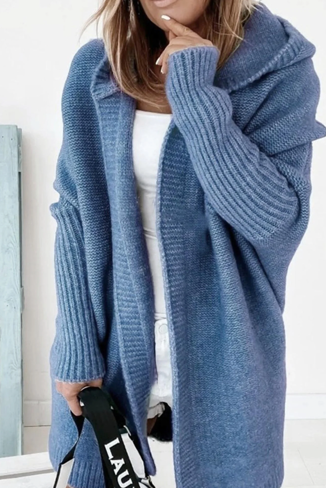 Cardigan long élégant avec capuche pour femmes