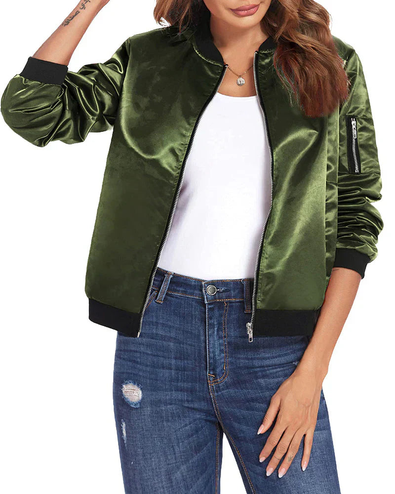 Veste bomber classique avec poches pour femmes