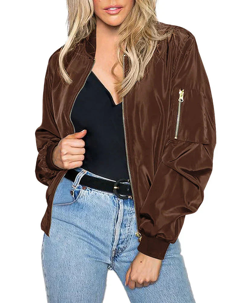 Veste bomber classique avec poches pour femmes