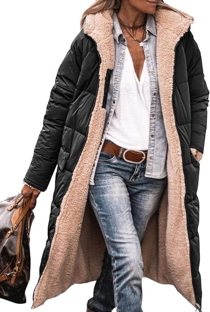 Manteau matelassé réversible en Sherpa pour femmes