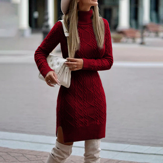 Robe Pull Élégante à Col Roulé pour Femmes