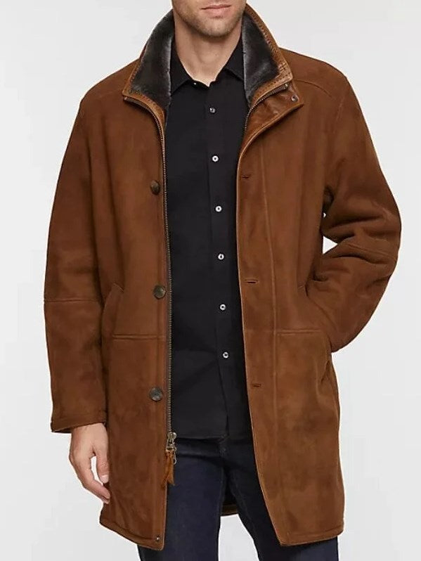 Veste d'hiver longue en peluche imperméable pour hommes