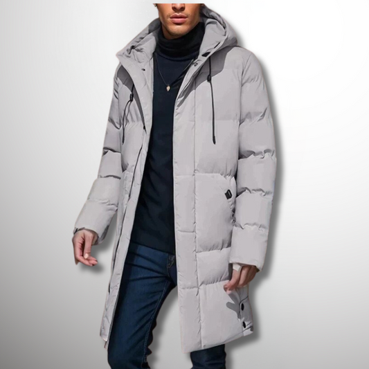 Parka Élégante Mi-Longue avec Capuche pour Hommes