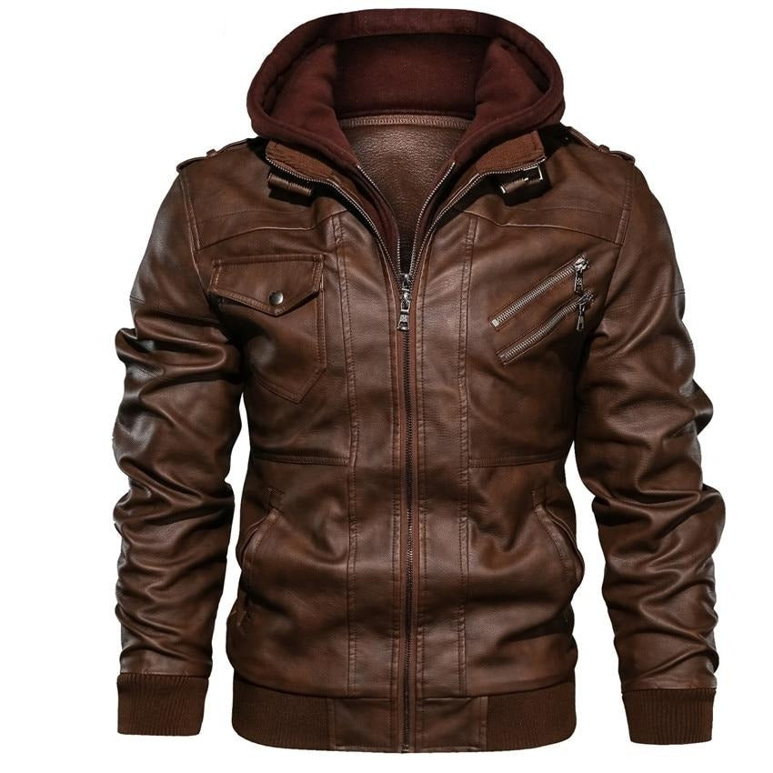 Veste de moto en simili cuir pour hommes