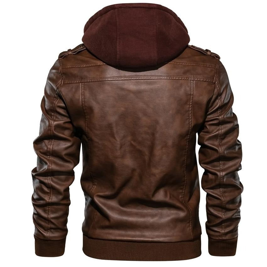 Veste de moto en simili cuir pour hommes