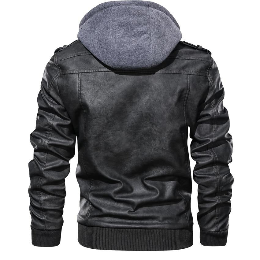 Veste de moto en simili cuir pour hommes