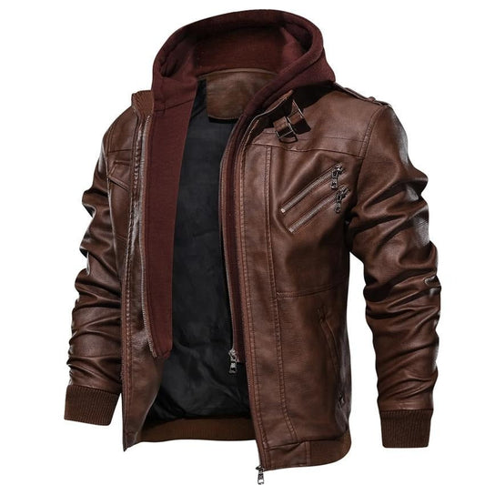 Veste de moto en simili cuir pour hommes