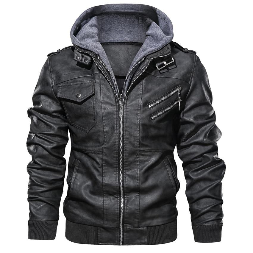 Veste de moto en simili cuir pour hommes