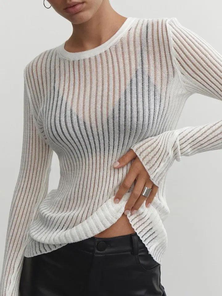 Top Transparent à Rayures Élégantes pour Femmes