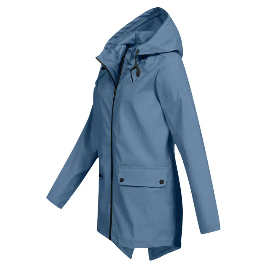 Manteau imperméable avec zip pour femmes