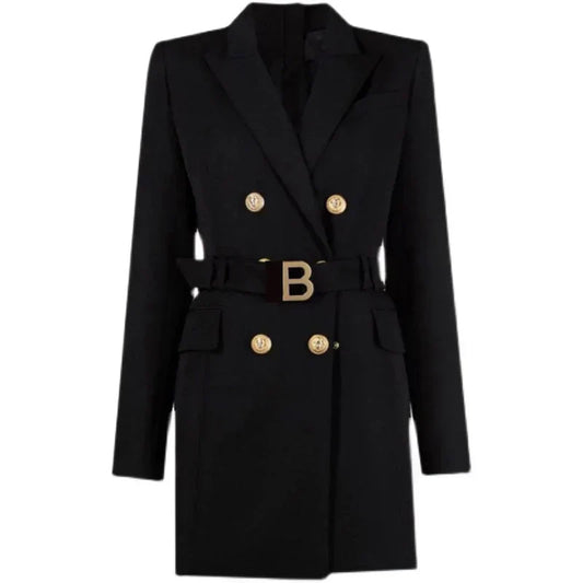 Robe blazer classique avec ceinture et boutons luxueux pour femmes