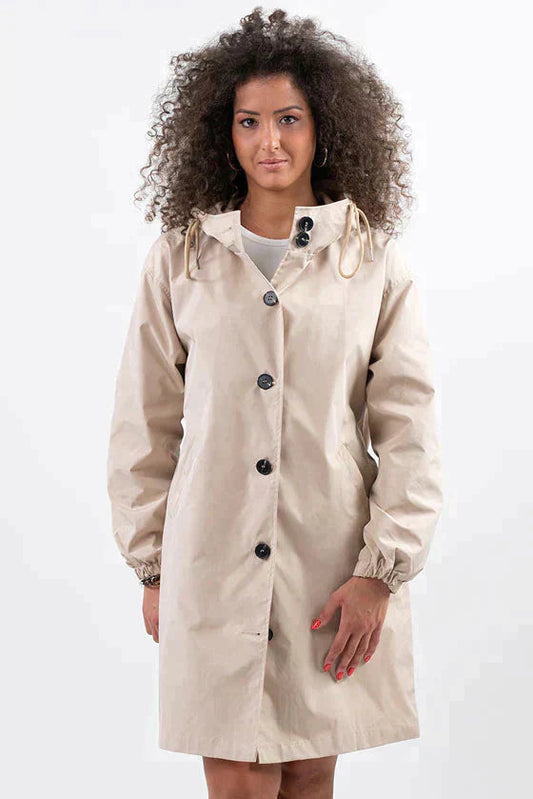 Élégant Manteau Long à Capuche Imperméable pour Femmes