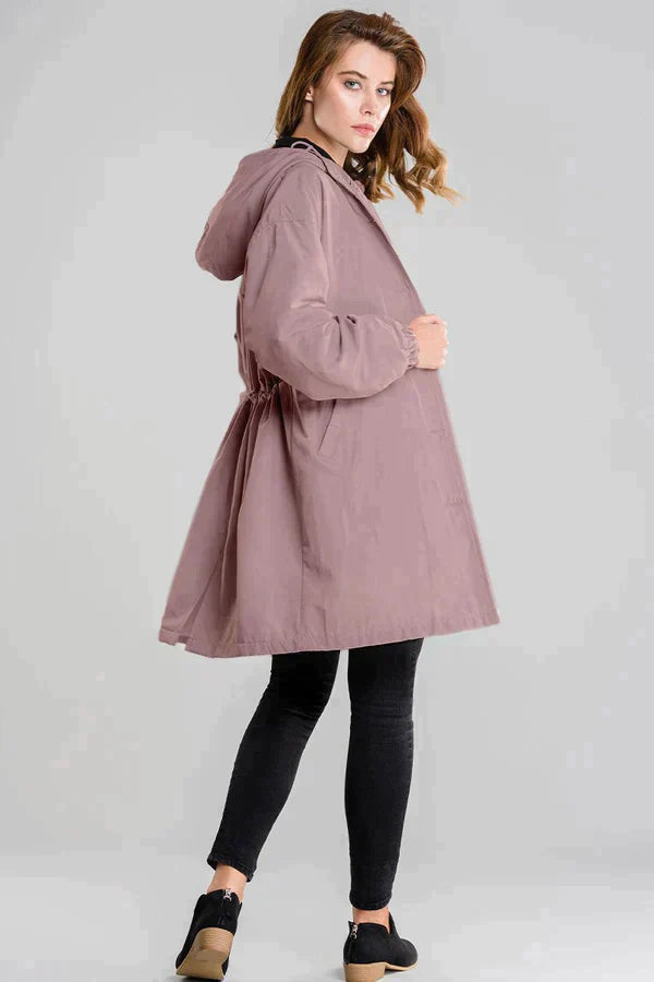 Élégant Manteau Long à Capuche Imperméable pour Femmes