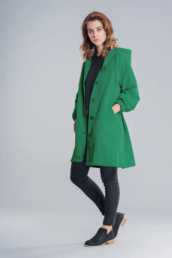Élégant Manteau Long à Capuche Imperméable pour Femmes