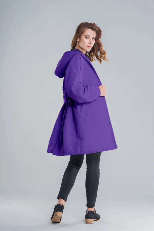 Élégant Manteau Long à Capuche Imperméable pour Femmes