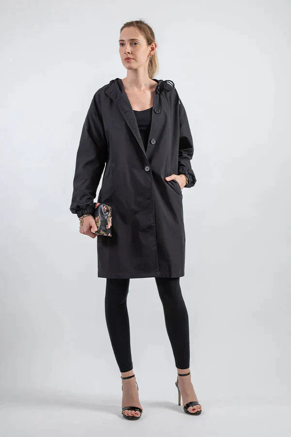 Élégant Manteau Long à Capuche Imperméable pour Femmes
