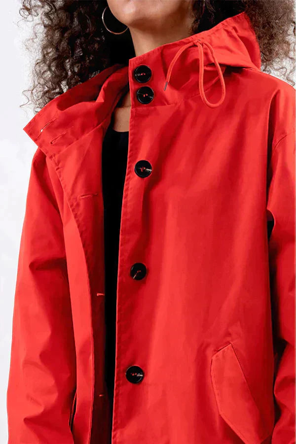 Élégant Manteau Long à Capuche Imperméable pour Femmes