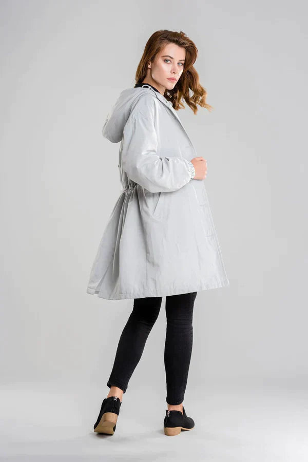 Élégant Manteau Long à Capuche Imperméable pour Femmes