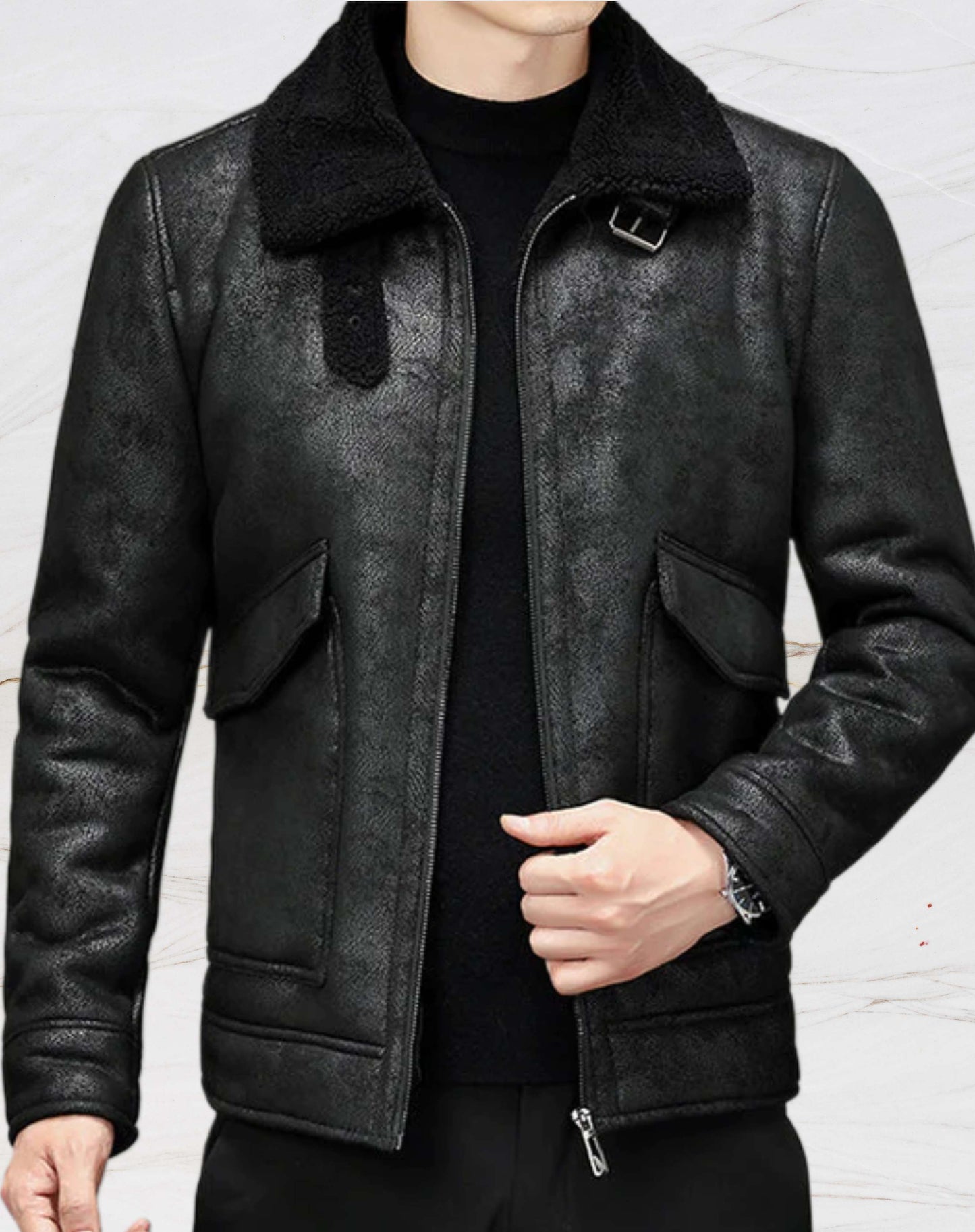 Veste en cuir marron vintage pour hommes