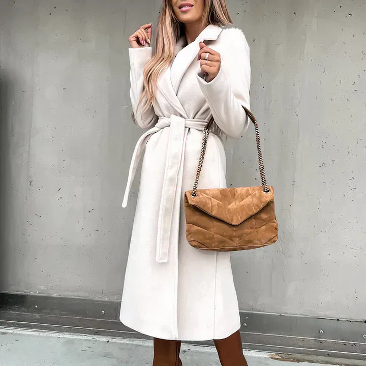 Manteau trench en mélange de laine pour femmes