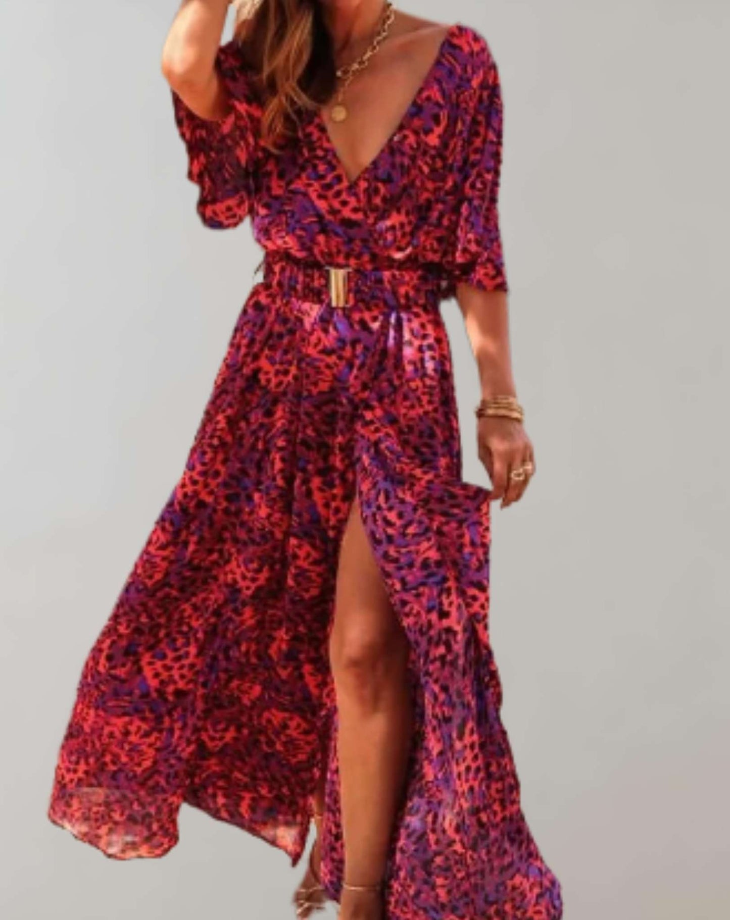 Robe Longue Décontractée en Mélange de Polyester pour Femmes