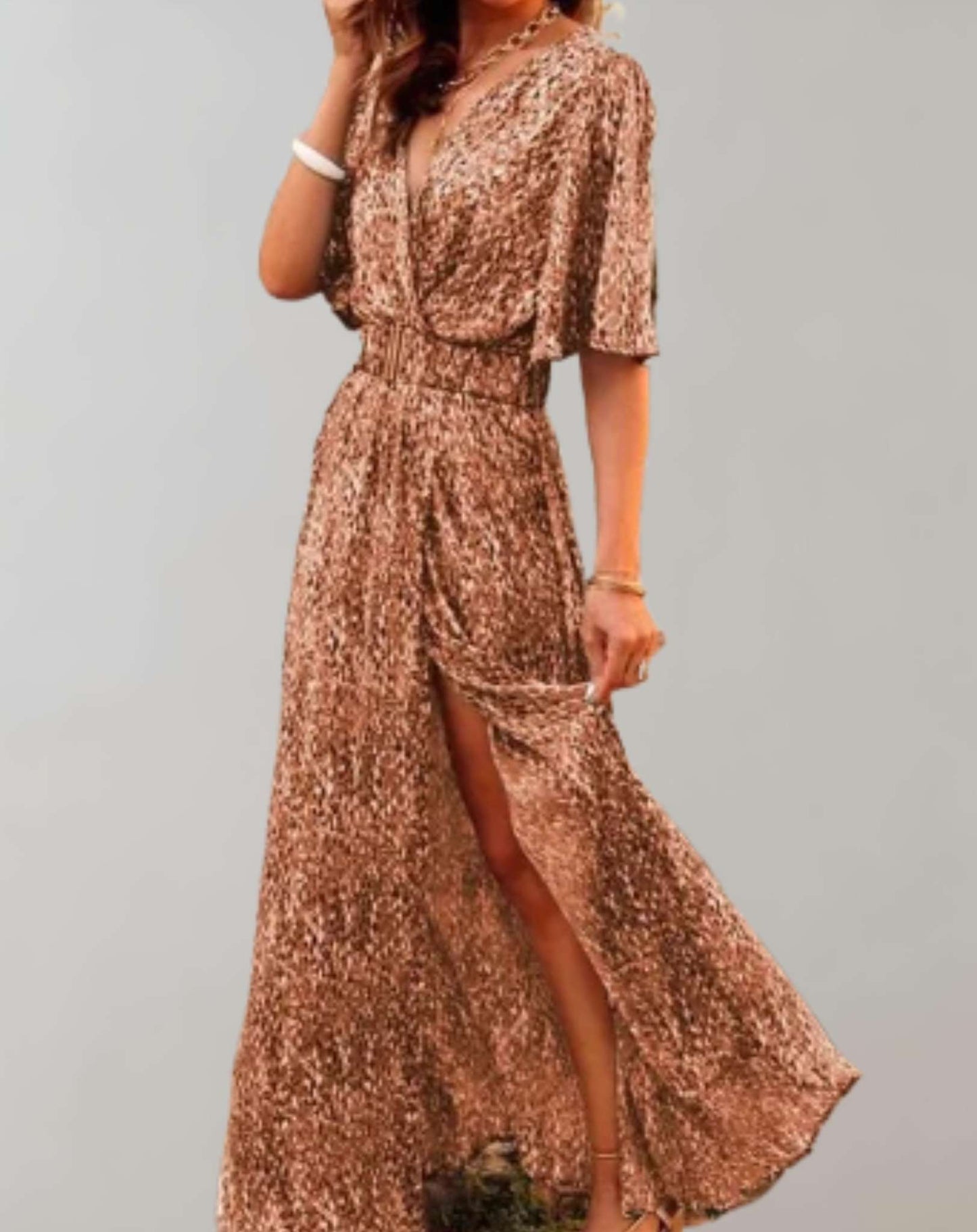 Robe Longue Décontractée en Mélange de Polyester pour Femmes